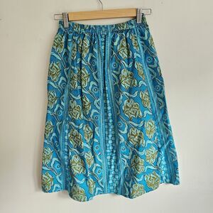 Handmade Floral Blue Teal Midi Skirt Womens Size Small/Medium